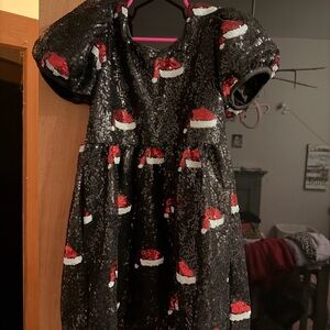 Black Sequin Santa Dress for Kids